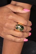 Load image into Gallery viewer, Paparazzi Gold Leaf Glam Black and Gold Ring