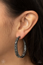 Load image into Gallery viewer, Paparazzi Glitzy By Association Black Blockbuster Hoop Earrings
