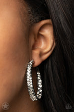 Load image into Gallery viewer, Paparazzi Glitzy By Association Gunmetal Blockbuster Hoop Earrings