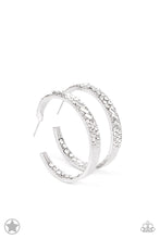 Load image into Gallery viewer, Paparazzi Glitzy By Association White Blockbuster Hoop Earrings