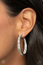 Load image into Gallery viewer, Paparazzi Glitzy By Association White Blockbuster Hoop Earrings