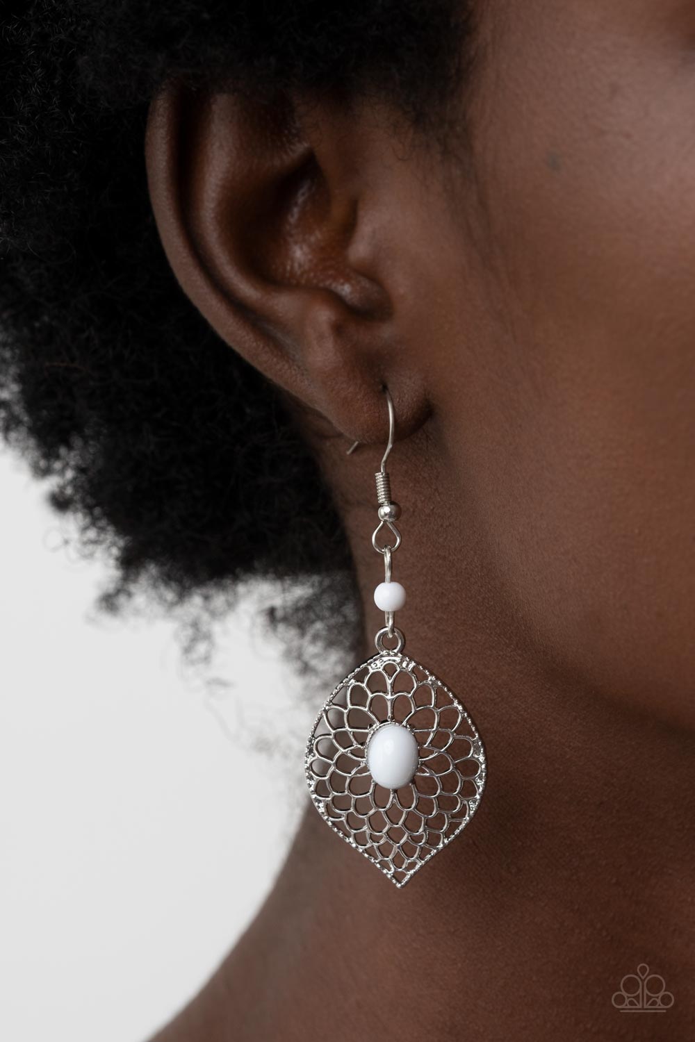 Paparazzi Accessories - Perky Perennial White Earrings