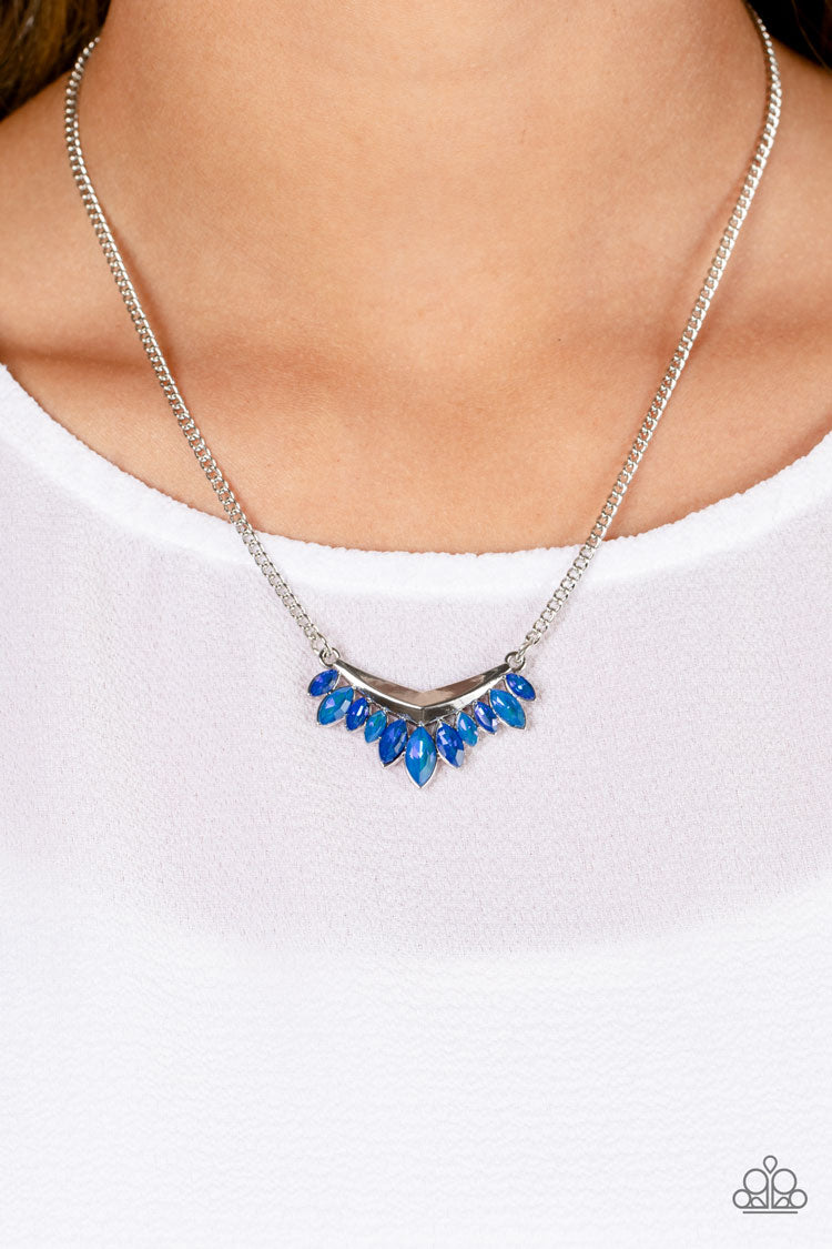 Paparazzi Flash of Fringe Blue Necklace