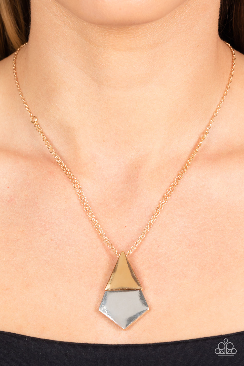 Paparazzi Posh Pyramid Gold Necklace