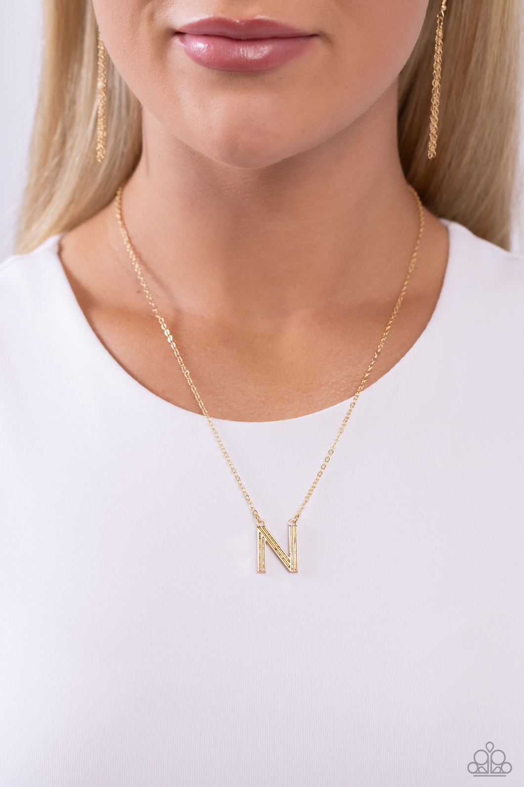 Paparazzi Accessories - Leave Your Initials - Gold - N Necklace