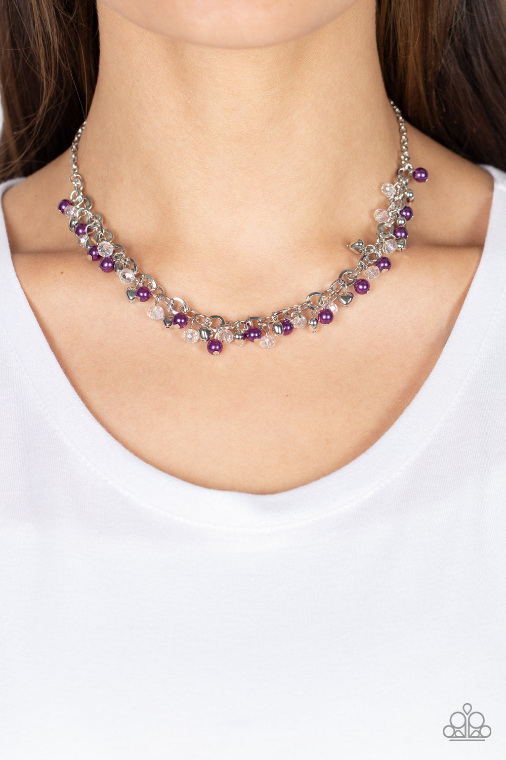 Paparazzi Soft-Hearted Shimmer Purple Necklace