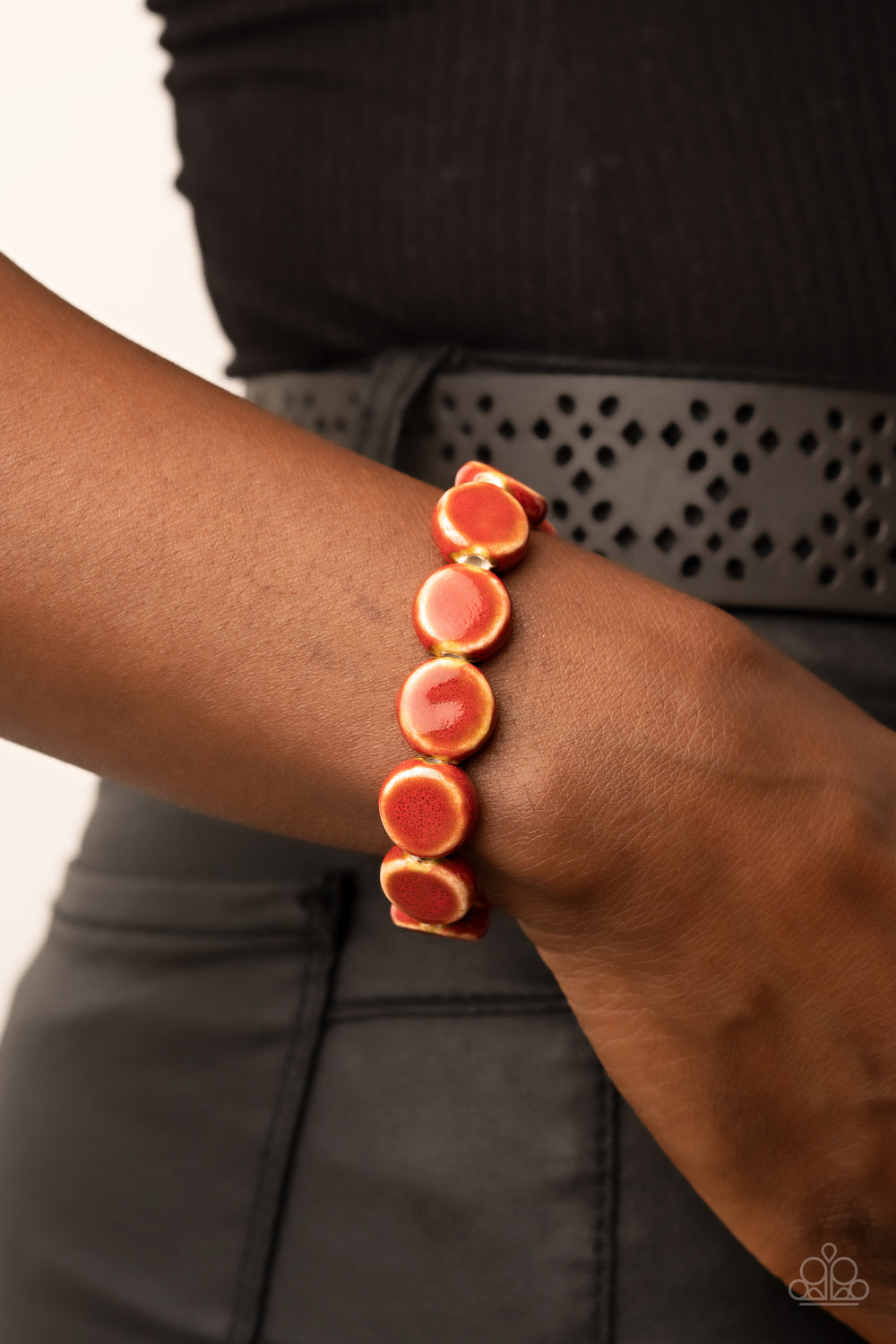 Paparazzi Earthy Entrada Red Stretchy Bracelet