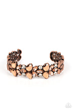 Load image into Gallery viewer, Paparazzi Glacial Gleam Copper Rhinestone Cuff Bracelet
