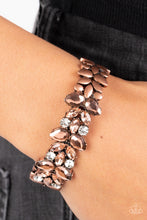 Load image into Gallery viewer, Paparazzi Glacial Gleam Copper Rhinestone Cuff Bracelet
