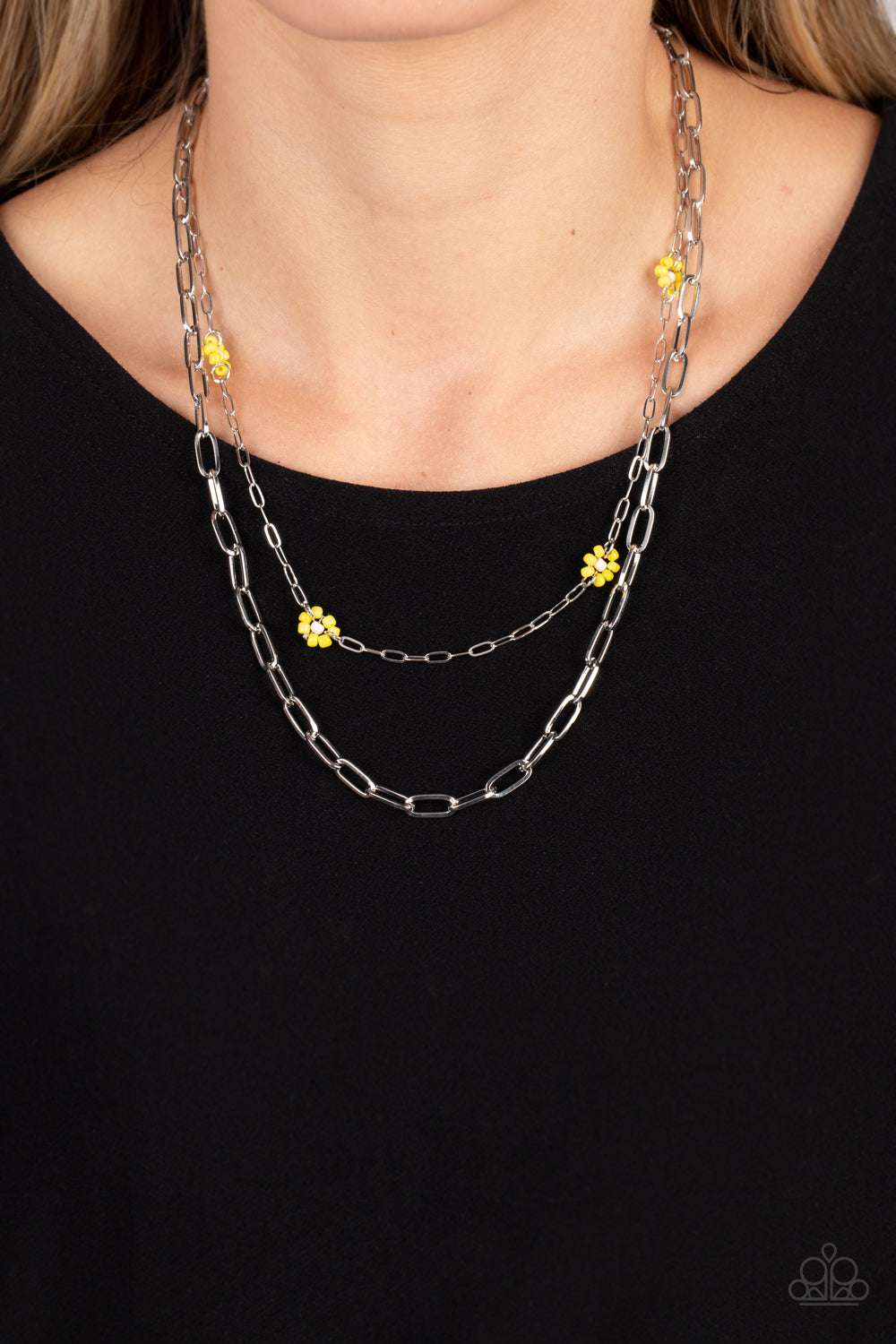 Paparazzi Bold Buds Yellow Necklace