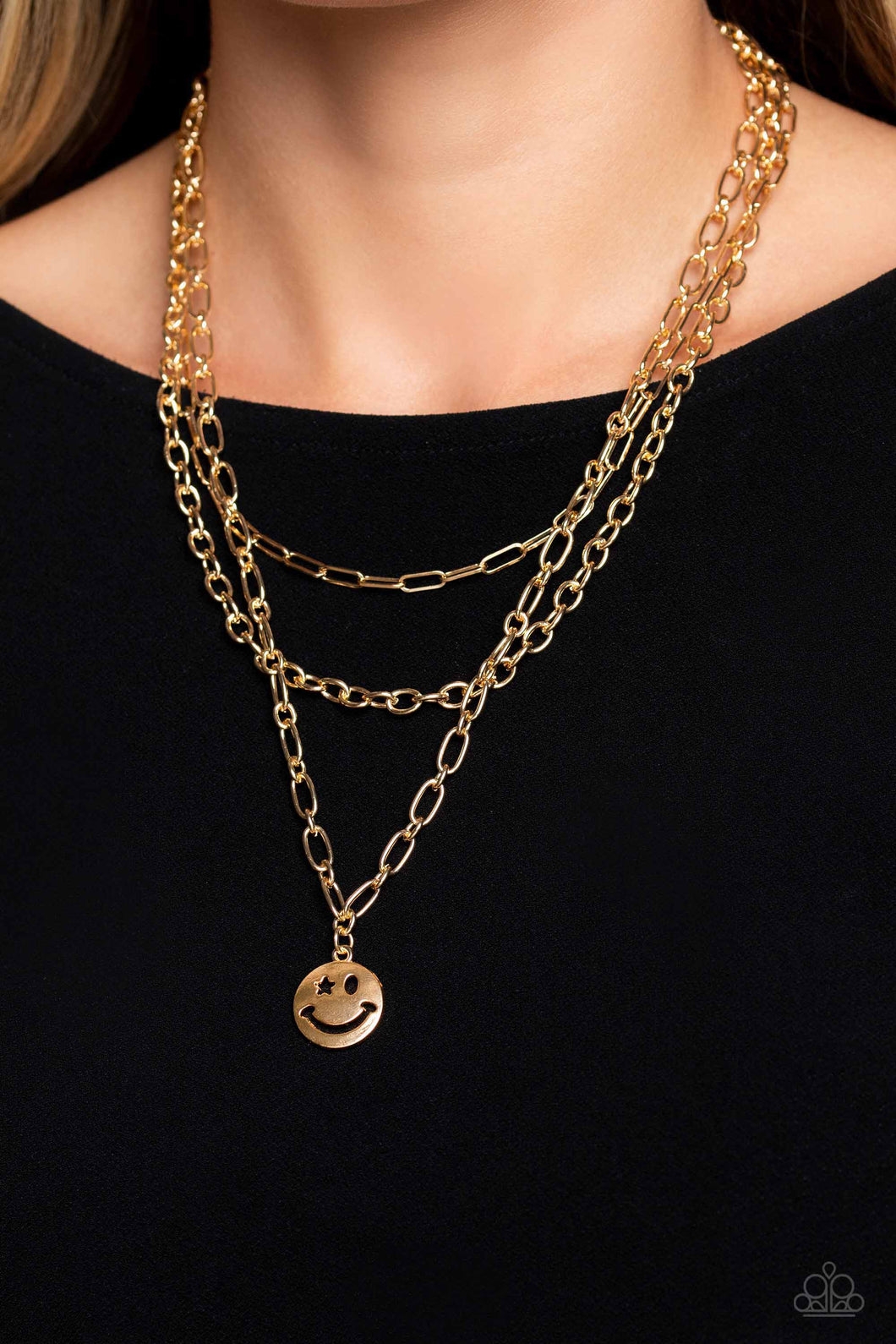 Paparazzi Winking Wanderer Gold Necklace