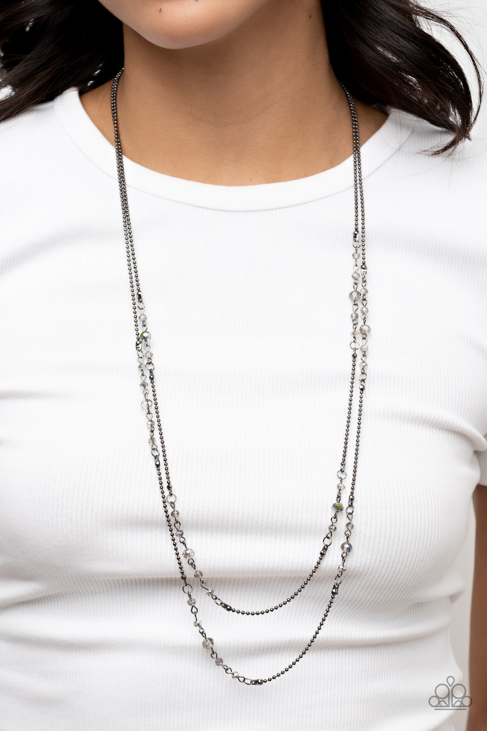 Paparazzi Petitely Prismatic Gunmetal Necklace