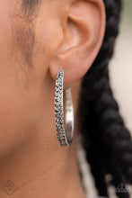 Load image into Gallery viewer, Paparazzi Tick, Tick, Boom! Silver Hoop Earring
